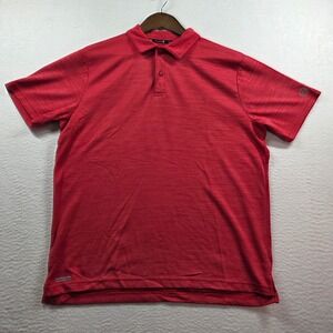 Free Country Mens Micro-Tech Polo Shirt Red Slub Knit Short Sleeve Medium FC-37
